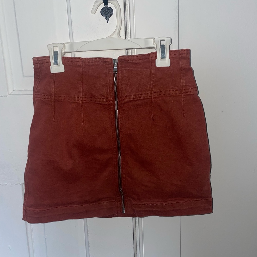 Free People Orange Rust Mini Skirt denim S 25